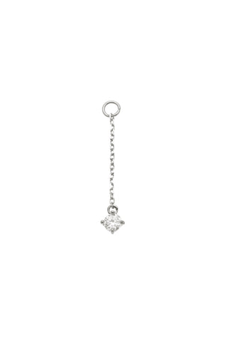 Solid 14ct Gold Hanging Chain with Diamond Charm - White Gold