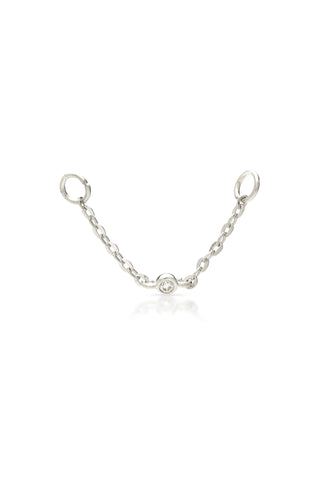Solid White Gold Hanging Chain with Gemstone