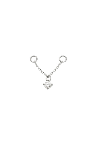Solid 14ct Gold Hanging Chain with Diamond Charm for Bar - White Gold