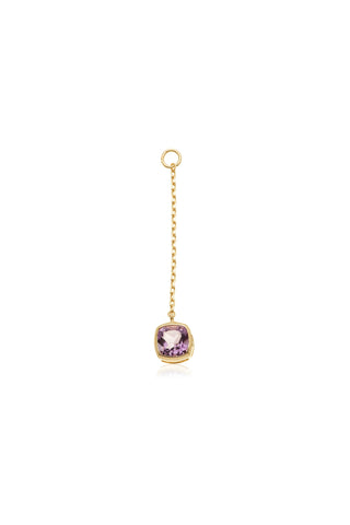 Solid 14ct Gold Cushion Amethyst Hanging Chain