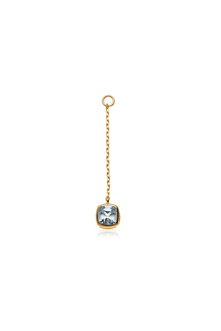 Solid 14ct Gold Hanging Sky Blue Topaz Cushion Chain