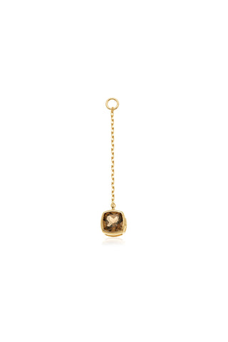 Solid 14ct Gold Hanging Smokey Quartz Cushion Chain