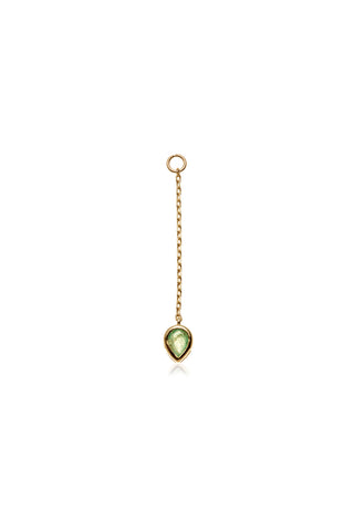 Solid 14ct Yellow Gold Hanging Emerald Teardrop Chain