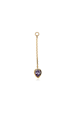 Solid 14ct Gold Hanging Tanzanite Teardrop Chain