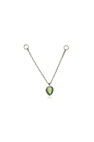 Solid 14ct White Gold Hanging Chain With Emerald Teardrop