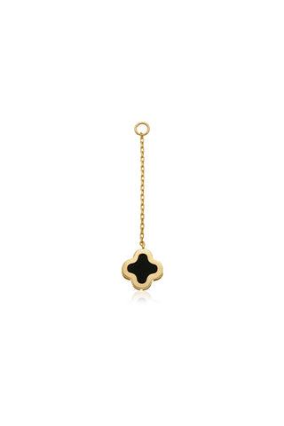 Solid 14ct Gold Hanging Chain With Black Onyx Clover