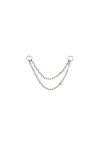 Solid 9ct Gold Double Hanging Chain Charm - White Gold