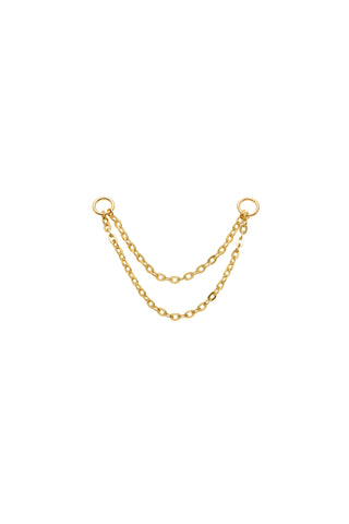 Solid 9ct Gold Double Hanging Chain Charm - Gold
