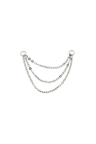 Solid 9ct Gold Triple Hanging Chain Charm - White Gold