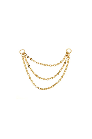 Solid 9ct Gold Triple Hanging Chain Charm - Gold