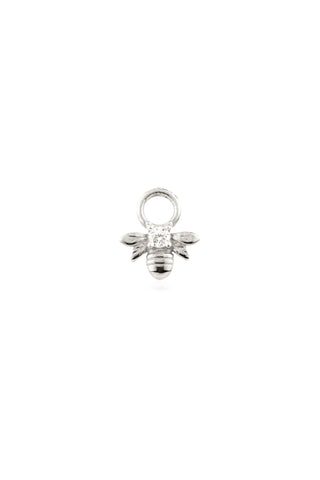 9 Carat Solid White Gold Jewelled Bee Hoop Charm for Hinge Segment Ring