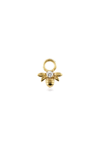 9 Carat Solid Yellow Gold Jewelled Bee Hoop Charm for Hinge Segment Ring