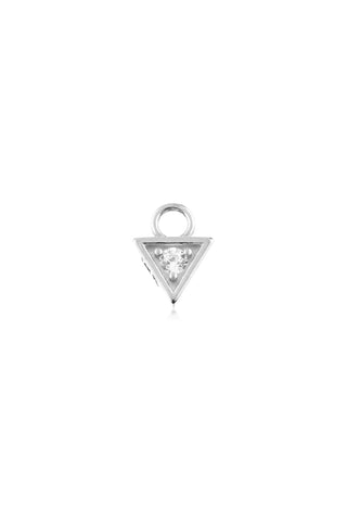9 Carat Solid White Gold Gem Triangle Hoop Charm for Hinge Segment Ring