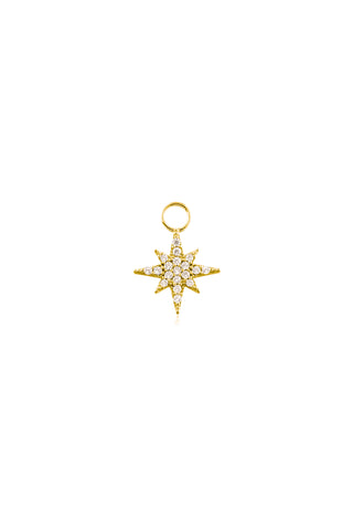 9 Carat Solid Yellow Gold Jewelled North Star Hoop Charm for Hinge Segment Ring