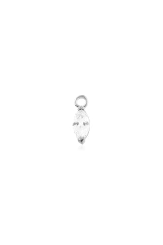 9 Carat Solid White Gold Jewel Marquise Hoop Charm for Hinge Segment Ring