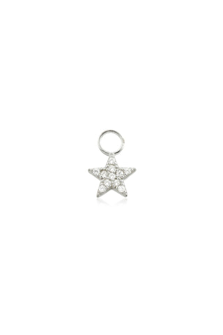 9 Carat Solid White Gold Jewelled Star Hoop Charm for Hinge Segment Ring
