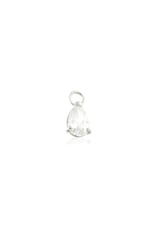 9 Carat Solid White Gold Jewel Tear Hoop Charm for Hinge Segment Ring