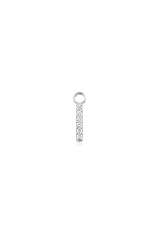 9 Carat Solid White Gold Pavé Gem Bar Hoop Charm for Hinge Segment Ring