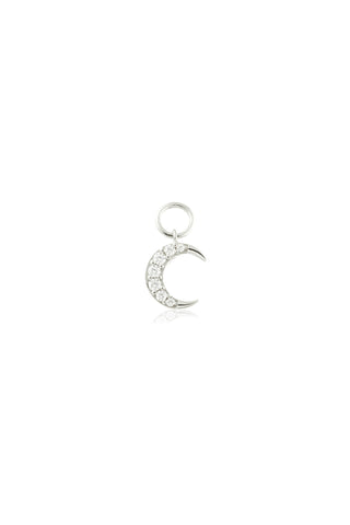 9 Carat Solid Rose Gold Jewelled Moon Hoop Charm for Hinge Rings