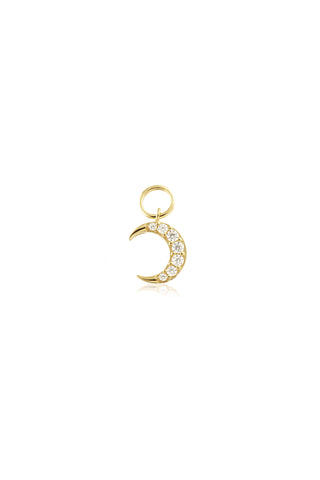 9 Carat Solid Gold Jewelled Moon Hoop Charm for Hinge Rings