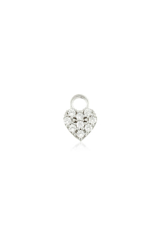 9 Carat Solid White Gold Jewelled Heart Hoop Charm for Hinge Segment Ring