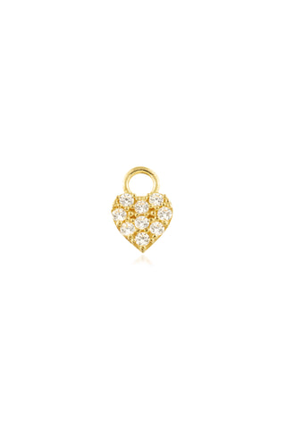 9 Carat Solid Yellow Gold Jewelled Heart Hoop Charm for Hinge Segment Ring