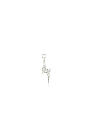 9 Carat Solid White Gold Jewelled Lightning Bolt Hoop Charm for Hinge Ring