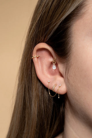 9 Carat Solid Yellow Gold Jewel Pear Hoop Charm for Hinge Segment Ring