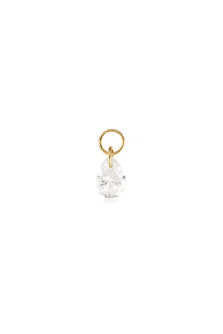 9 Carat Solid Yellow Gold Jewel Pear Hoop Charm for Hinge Segment Ring