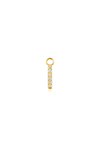 9 Carat Solid Yellow Gold Pavé Gem Bar Hoop Charm for Hinge Segment Ring