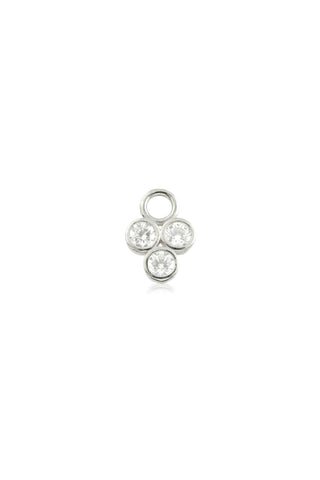 9 Carat Solid White Gold Tri Gem Hoop Charm for Hinge Segment Ring