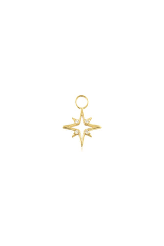9 Carat Solid Yellow Gold Open North Star Hoop Charm for Hinge Segment Ring