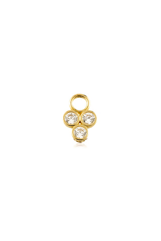 9 Carat Solid Yellow Gold Tri Gem Hoop Charm for Hinge Segment Ring