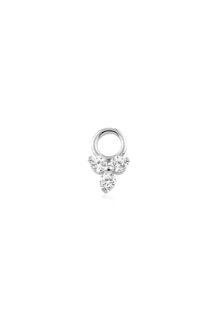 9 Carat Solid White Gold Jewelled Trinity Hoop Charm for Hinge Segment Ring