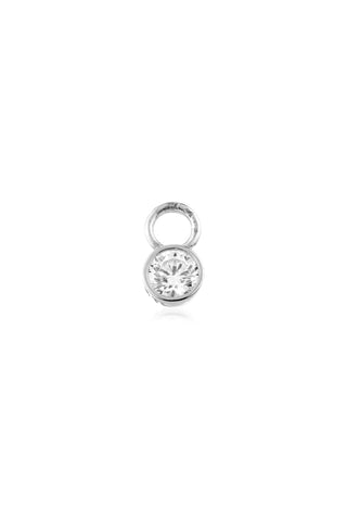 9 Carat Solid White Gold Round CZ Hoop Charm for Hinge Segment Ring