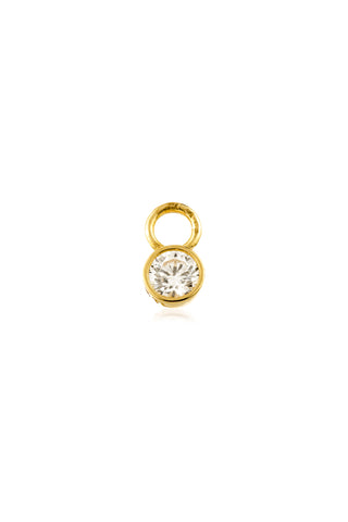 9 Carat Solid Yellow Gold Round CZ Hoop Charm for Hinge Segment Ring