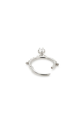 Solid Gold Conch Earring with Hanging Jewelled Star - White Gold