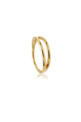 Solid Gold Double Band Hinged Conch Ring - Gold