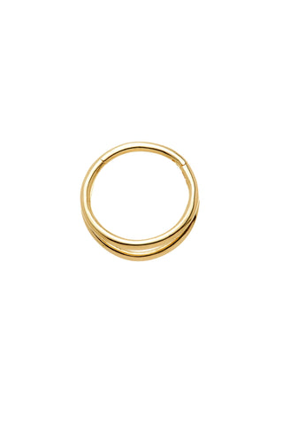 Solid Gold Double Band Hinged Conch Ring - Gold
