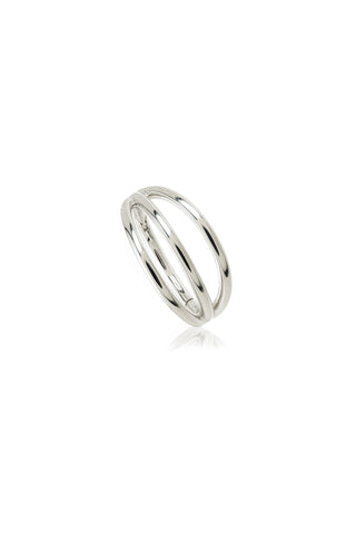 Solid Gold Triple Band Hinged Conch Earring - White Gold