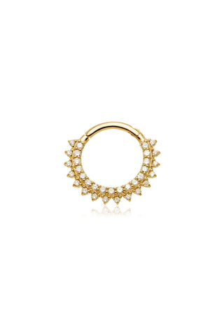 Solid Gold Daith & Septum Ring with Pavé Diamonds - Gold