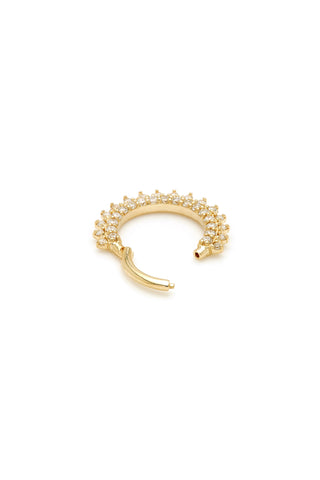 Solid Gold Daith & Septum Ring with Pavé Diamonds - Gold