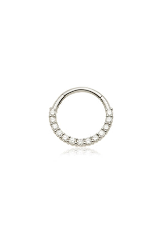 Solid Gold Front Facing Daith & Septum Ring with Princess-Cut Diamond - White Gold