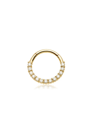Solid Gold Front Facing Daith & Septum Ring with Princess-Cut Diamond - Gold