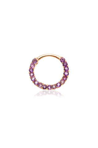 Solid 14ct Rose Gold Amethyst Pavé Front Facing Hinge Ring