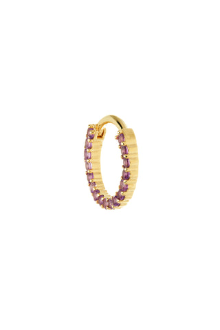 Solid 14ct Gold Amethyst Pavé Front Facing Hinge Ring