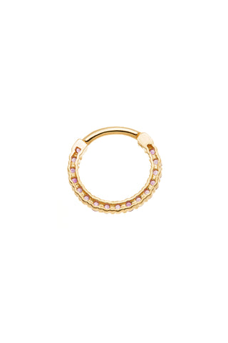 Solid 14ct Gold Amethyst Pavé Front Facing Hinge Ring