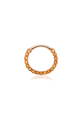 14ct Solid Rose Gold Citrine Pavé Front Facing Hinge Ring