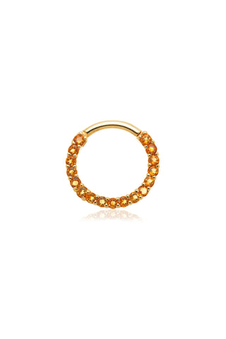 14ct Solid Gold Citrine Pavé Front Facing Hinge Ring
