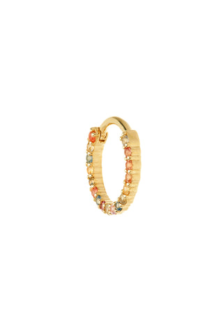 Solid 14ct Gold Front Facing Hinged Daith & Septum Ring with Pavé Multicolour Sapphire Gems - Gold